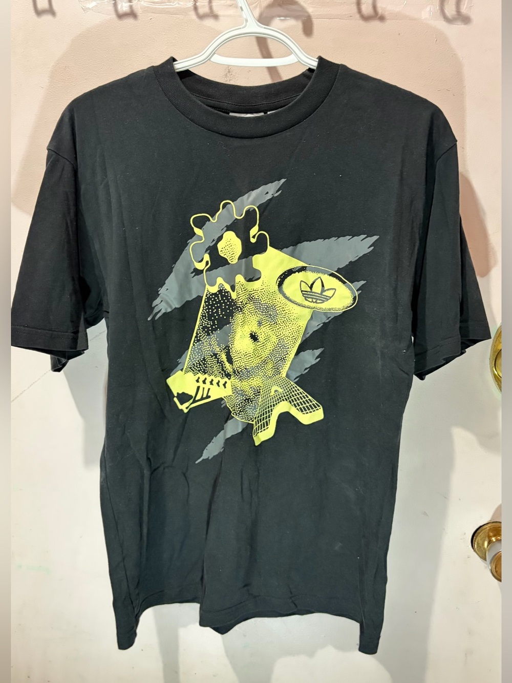 adidas Black Tee with White Trefoil Label